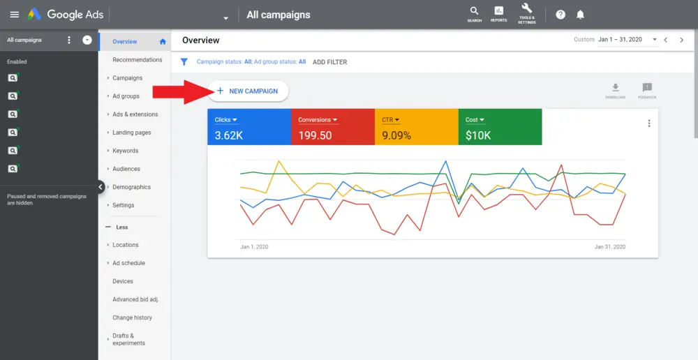 create a campaign in Google Ads