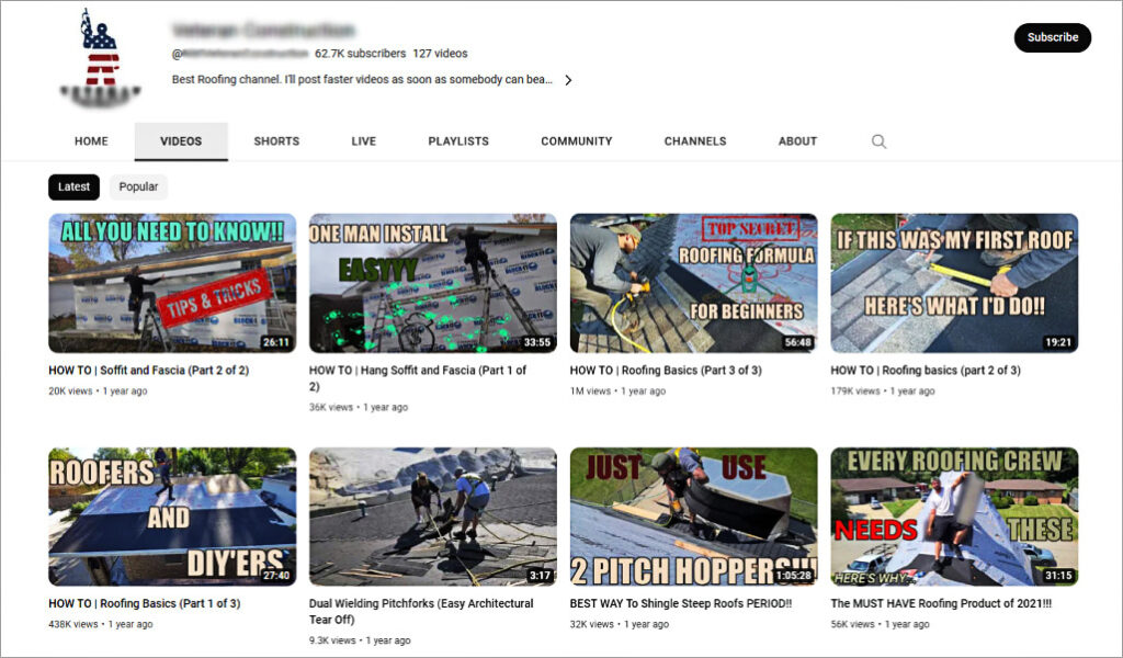 Examlples of roofing building tutorials