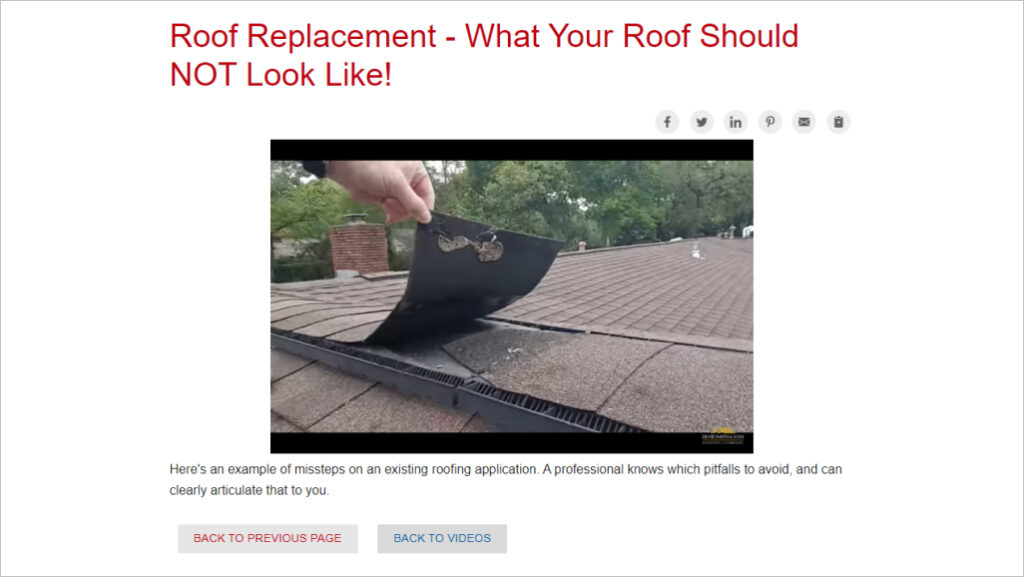 An example of roofing replacement tutorial video