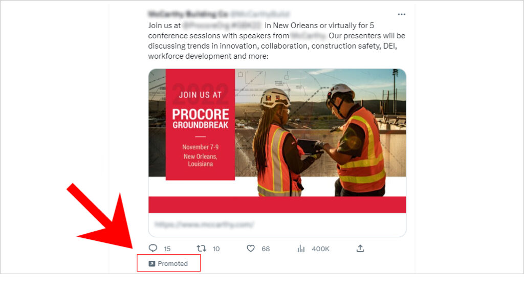 An example of paid ads on Twitter