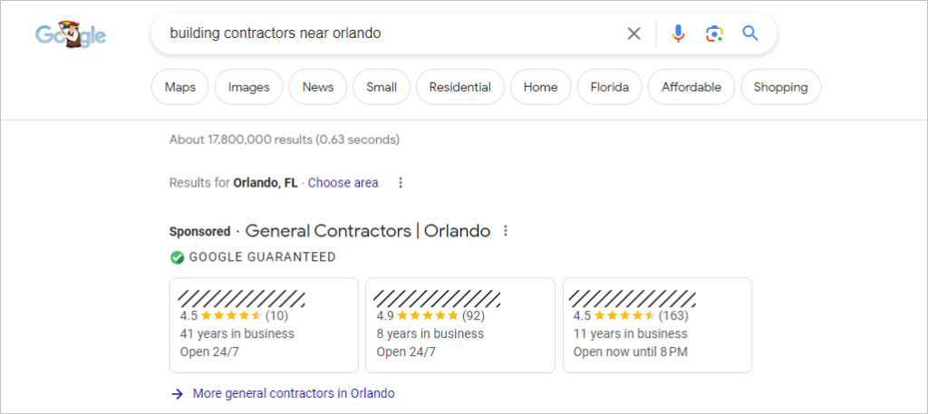Building materials companies local service ads
