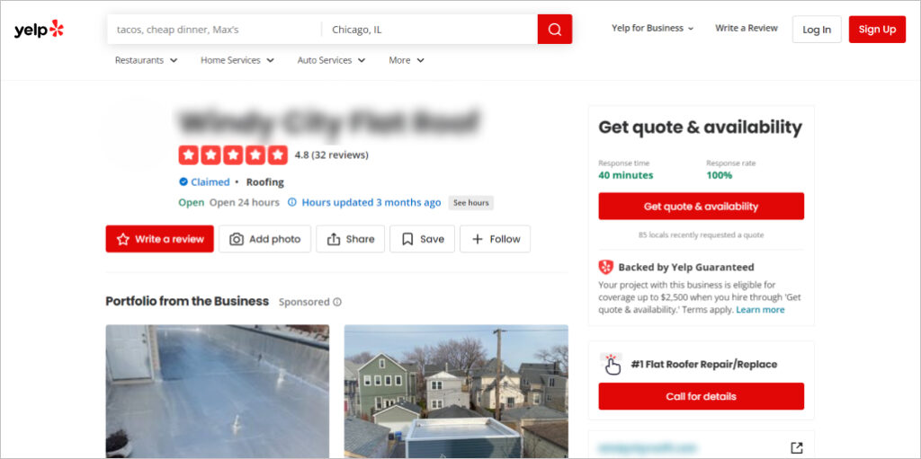 Yelp for roofing contractors