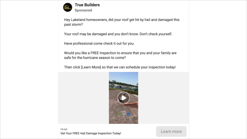 facebook advertising for roofing companies