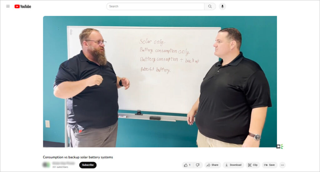 Video about solar panels on youtube