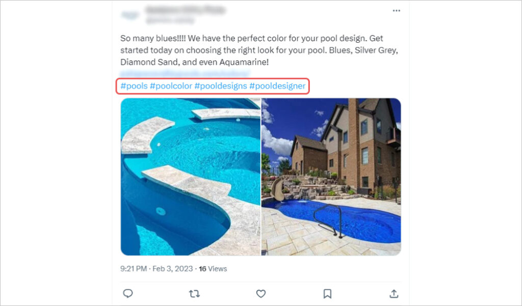 Swimming pool hashtags