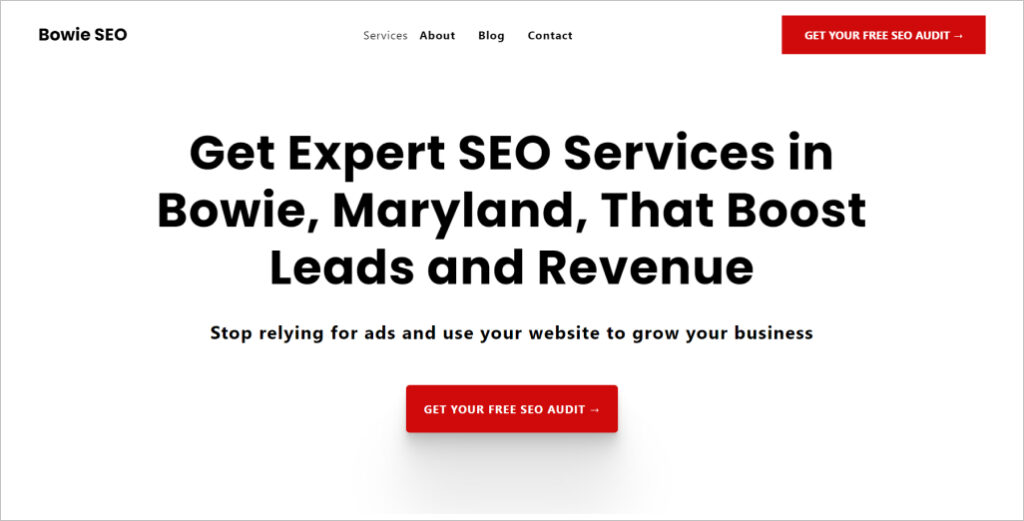 Bowie SEO homepage