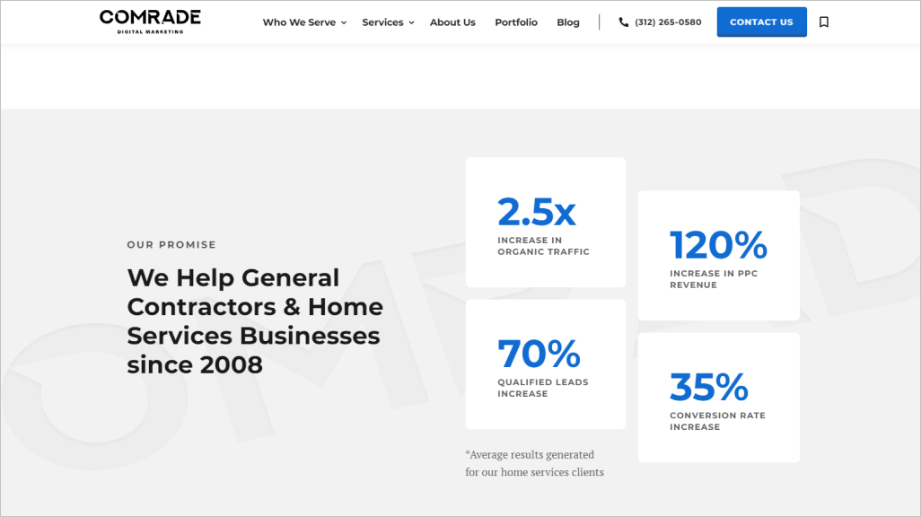 Comrade Digital Marketing Agency Plumbers Page