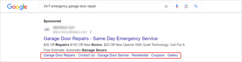 An ad copy with extensions