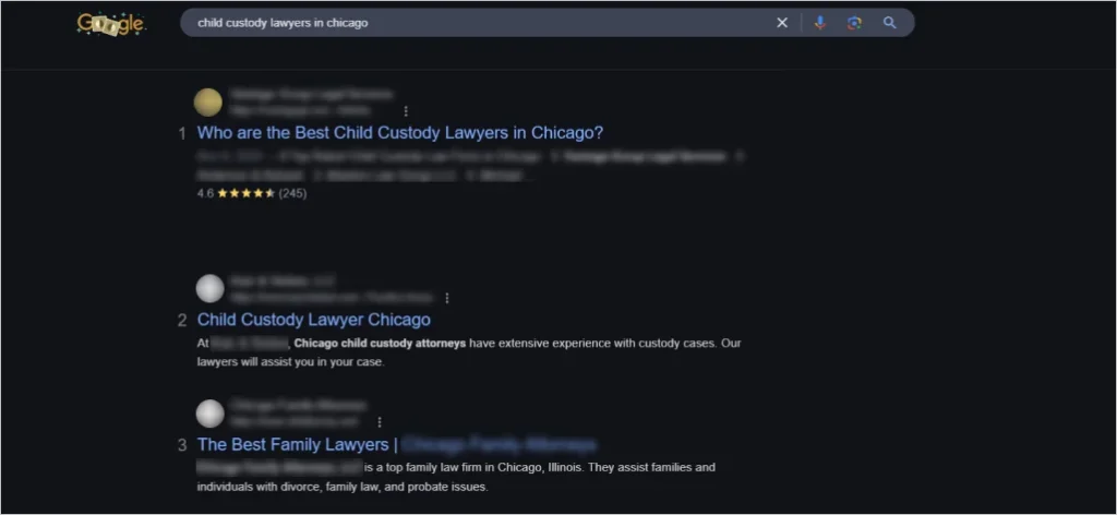 Family Law Marketing: Local SEO Rankings in Google Search Results