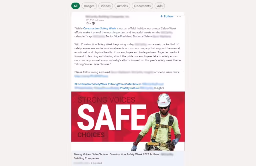 An example of a blog post on LinkedIn